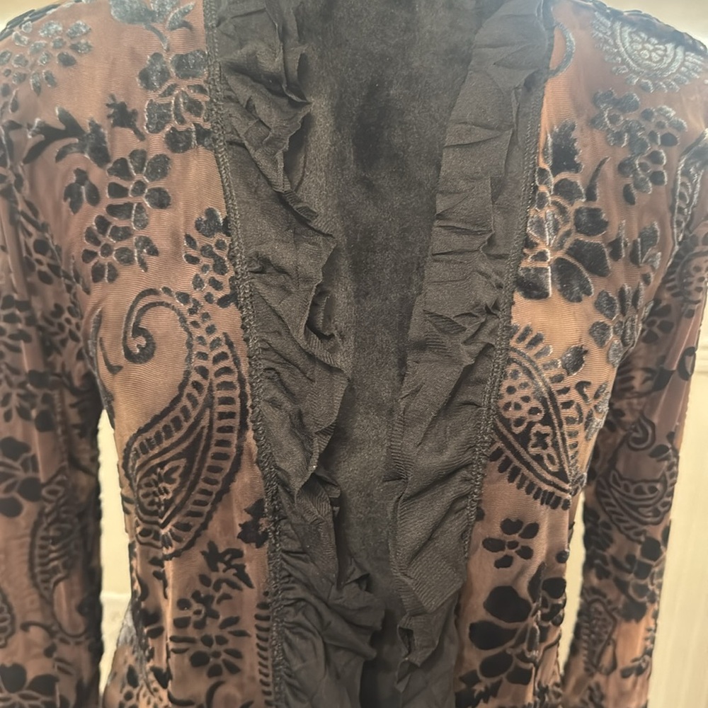 Sheer Black Floral Lace see measurement pics - Picture 2 of 8